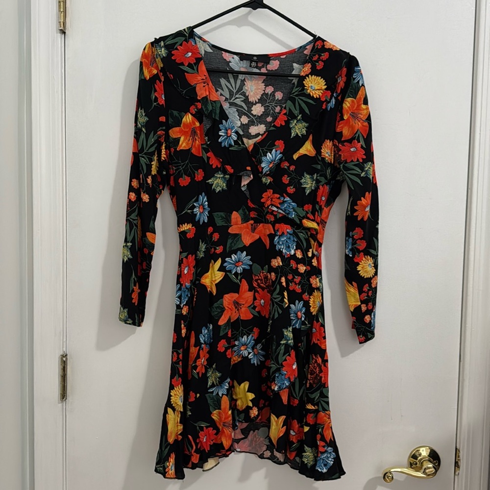 Missguided black floral dress